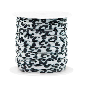 Elastisch lint leopard black white, 49cm