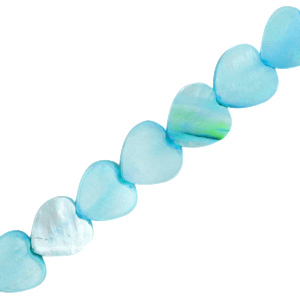 Beads shell heart paled turquoise, per piece