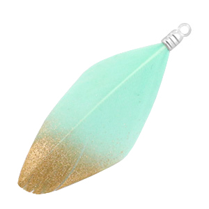 Feather gold light turquoise green