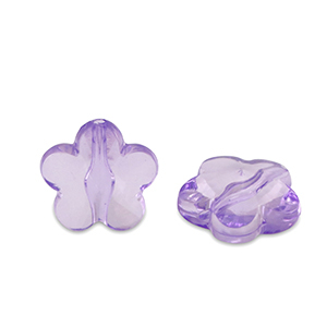 13mm Acryl kraal bloem Purple transparent, per stuk