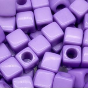 Acryl kralen vierkant purple, per 5 stuks
