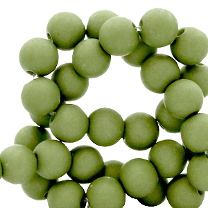 Acryl kralen 6mm green olive, 10 gram