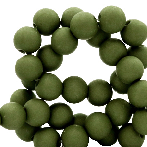 Acryl kralen 6mm dusty olive, 10 gram