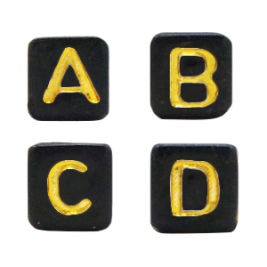 Letter beads acrylic square black gold, set 400 pieces
