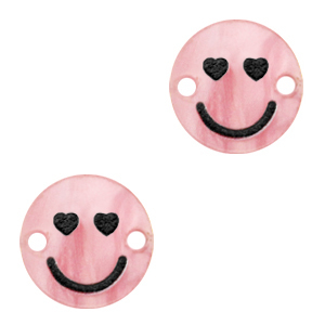 Acrylaat tussenstuk smiley hearts shiny azalea pink, per stuk