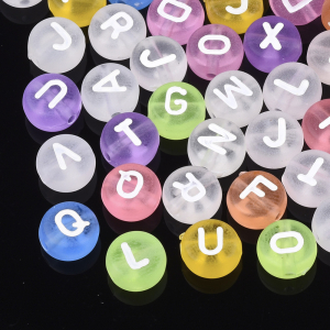 Alphabetic acrylic beads transparent mat, set ca 500 pieces
