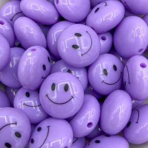 Smiley beads acrylic 18mm purple, per piece