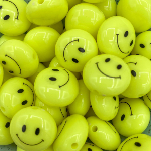 Smiley beads acrylic 18mm neon yellow, per piece