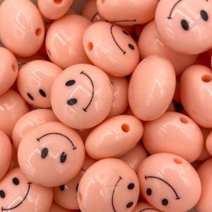 Smiley beads acrylic 18mm pink, per piece