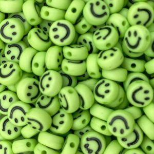 Smiley beads acrylic 7mm neon green, per 5 pieces