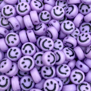 Smiley beads acrylic 7mm lilac, per 5 pieces