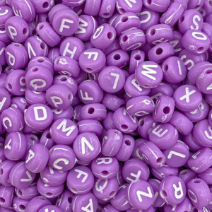 Alphabetic acrylic beads puple, set 500 pieces