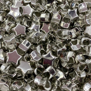 Acryl kralen ster antiek zilver, per 5 stuks