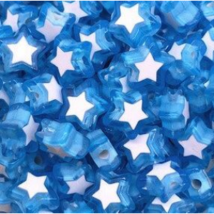 Acrylic beads star blue, per 5 pieces