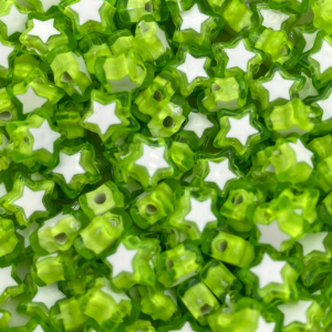 Acrylic beads star light green, per 5 pieces