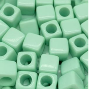 Acrylic beads square mint green, per 5 pieces
