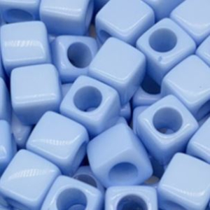 Acrylic beads square sky blue, per 5 pieces