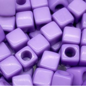 Acrylic beads square purple, per 5 pieces