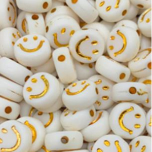 Smiley beads acrylic 7mm gold, per 5 pieces