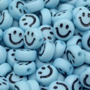 Smiley beads acrylic 7mm light blue, per 5 pieces