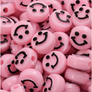 Acryl kralen smiley pink 10mm, 5 stuks