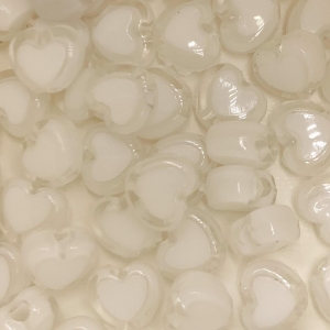 Acryl kralen hartje white, per 5 stuks