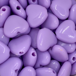 Acryl kralen hartje lavender, per 5 stuks