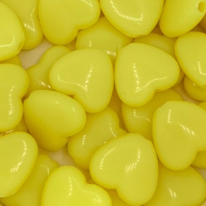 Acryl kralen hartje yellow, per 5 stuks