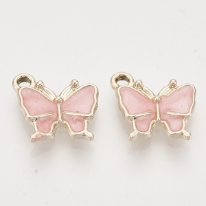 Emaille bedel vlinder pink, per stuk
