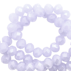 Top Facet kralen 8x6mm Soft Lavender Blue-Pearl shine coating, per 10 stuks
