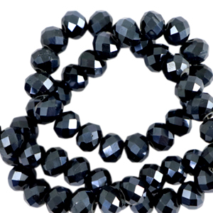 Top Facet kralen 8x6mm Black-Pearl shine coating, per 10 stuks