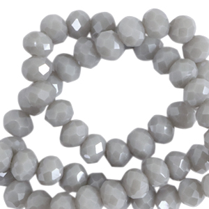 Top Facet kralen 8x6mm Cloudy Grey-Pearl shine coating, per 10 stuks