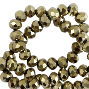 Top Facet kralen 8x6mm Antique Gold Metallic-Pearl shine coating, per 10 stuks