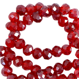 Top Facet kralen 8x6mm Wine Red-Pearl shine coating, per 10 stuks