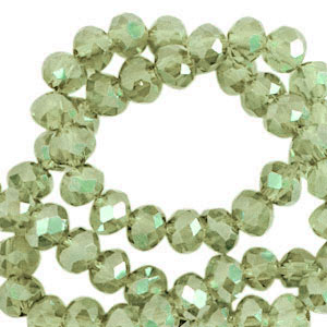 Top Facet kralen 8x6mm Vineyard Green-Pearl shine coating, per 10 stuks
