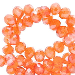Top Faceted beads 8x6mm Warm comfort Orange-Pearl shine coating, per 10 pieces