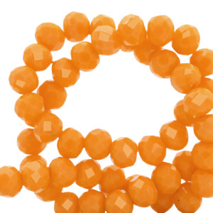 Top Facet kralen 8x6mm Tangerine Orange-Pearl shine coating, per 10 stuks