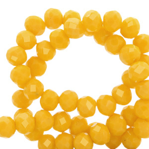Top Facet kralen 8x6mm Flash Yellow-Pearl shine coating, per 10 stuks