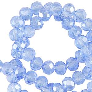 Top Facet kralen 8x6mm Finley blue-pearl shine coating, per 10 stuks