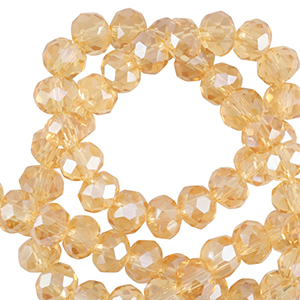 Top Facet kralen 8x6mm Marigold Yellow-Pearl shine coating, per 10 stuks
