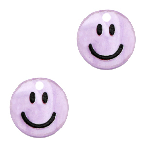 Acrylaat bedel smiley hearts shiny lilac puple, per stuk
