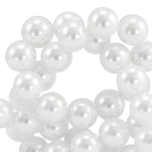 Glass Pearls 10mm White, per 10 pieces