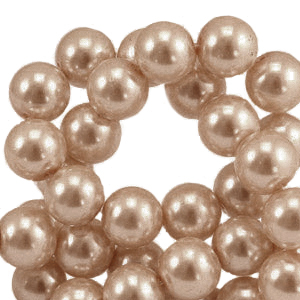 Glass Pearls 6mm Light Brown, per 10 pieces