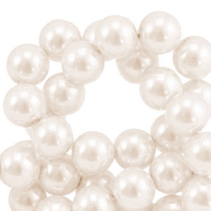 Glass Pearls 8mm Cream White, per 10 pieces