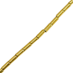 Hematite kralen tube 3x1,5mm goud, 10 stuks