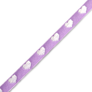 Lint hartjes purple white, per meter 