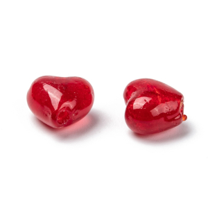 Millefiori kralen hart 12x8mm red, per stuk
