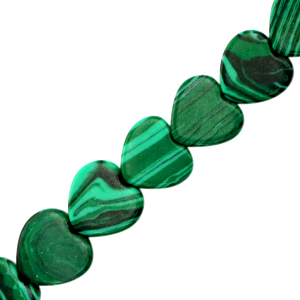Natuursteen kralen hart green, per stuk
