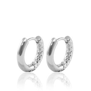 Stainless steel hoop earrings reversible 19mm Silver, by pair