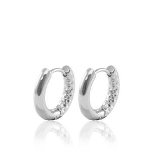 Stainless steel hoop earrings reversible 15mm Silver, by pair